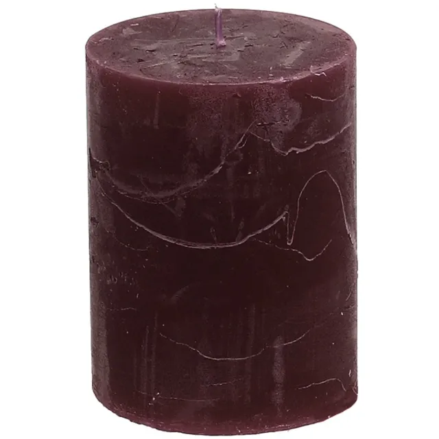 Viana Effen gekleurde kaarsen bordeaux 60x80mm 4st, 4 Stück Rood