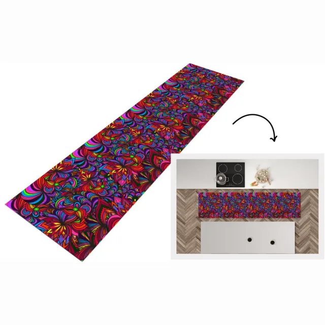 KitchenYeah Keukenloper - Loper keuken - Patroon - Jungle - Abstract - 200x50 cm - Keukenloper vinyl Multicolor