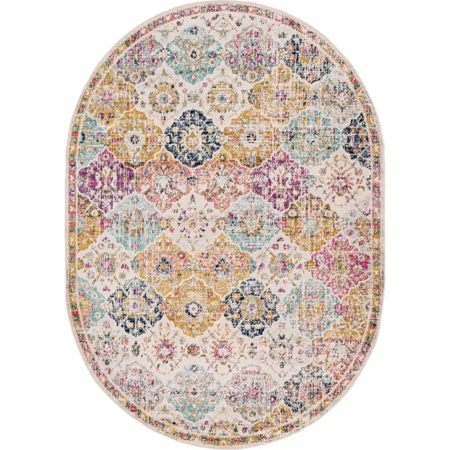 Surya Ines oval vloerkleed vintage oosters oranje