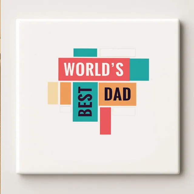 Nevolis World’s Best Dad Tegel 15x15cm – Moderne Kleurrijke Keramische Wandtegel, Perfect Vaderdag Cadeau of Woondecoratie voor Papa Multi Color