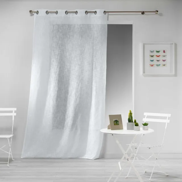 Douceur d intérieur Douceur d'intérieur Linnen-effect gordijn voor woonkamer 140 x 240 cm, HALTONA wit