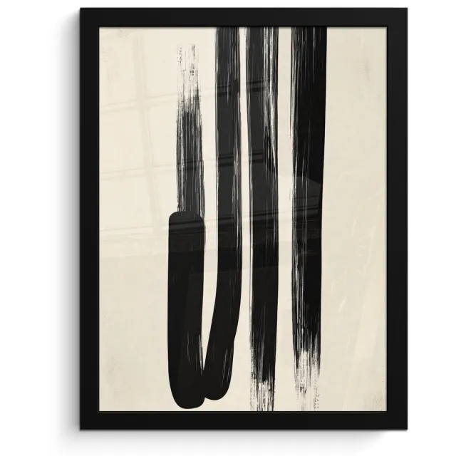 FrameYourWall Poster in lijst - Fotolijst 30x40 cm - Posters - Penseelstreken - Verticaal - Zwart - Posterlijst zwart - Decoratie - Wanddecoratie woonkamer - Muurdecoratie slaapkamer