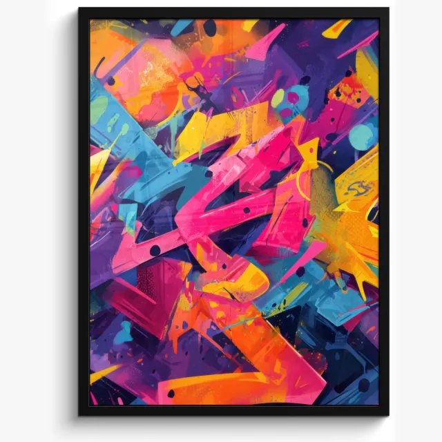 FrameYourWall Poster in lijst - Fotolijst 60x80 cm - Posters - Abstract - Vormen - Kleurrijk - Posterlijst zwart - Decoratie - Wanddecoratie woonkamer - Muurdecoratie slaapkamer