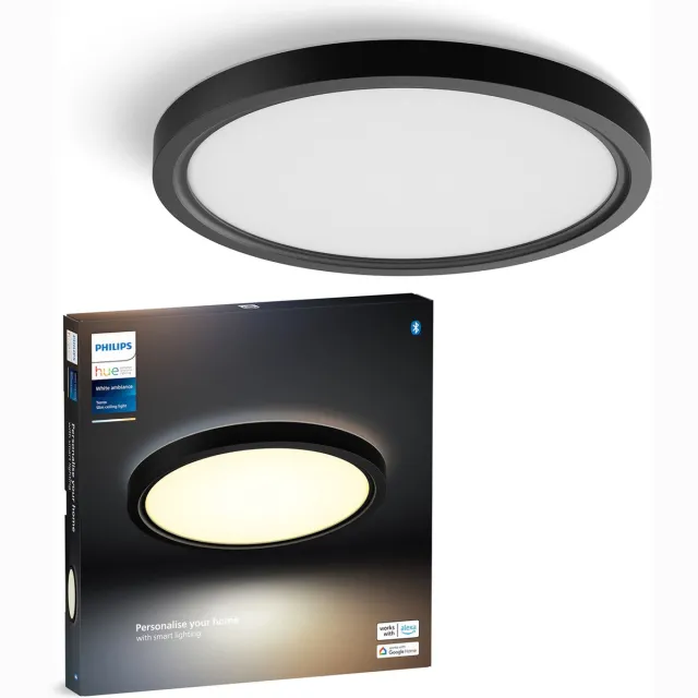 Philips Hue Tento plafondlamp - warm- tot koelwit licht - rond - zwart - Ø30 cm