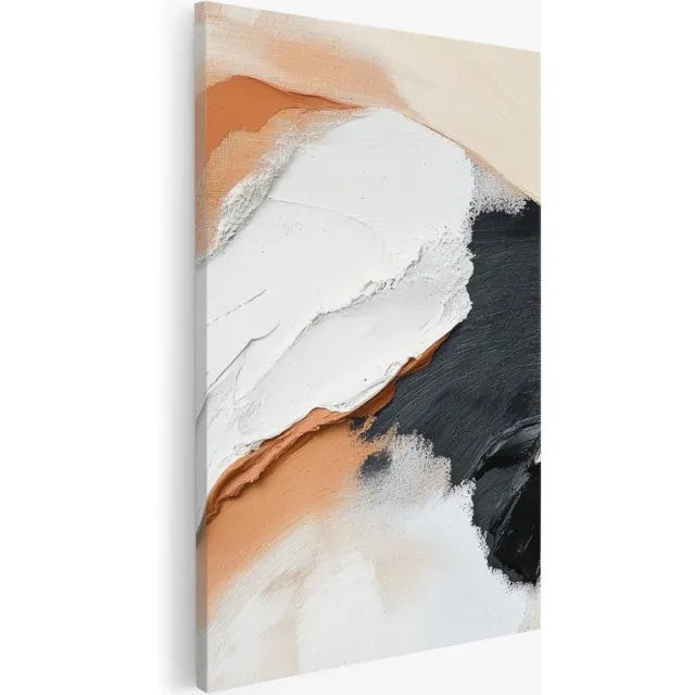 Saammp Canvas Schilderij - penseelstreken - Beige kunst - Abstracte wanddecoratie- 50x70 - Foto op canvas - Wanddecoratie - Muurdecoratie Woonkamer - Kantoor Decoratie Multicolor