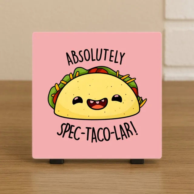 CreaCraft Wenstegeltje "Absolutely Spec-Taco-Lar!” – Taco Decoratie – Spreuktegel – Stijlvolle Woondecoratie met Boodschap – Trendy nu– Hip trendy tegeltje – Cadeau – Zomaar – Deco Illustratie