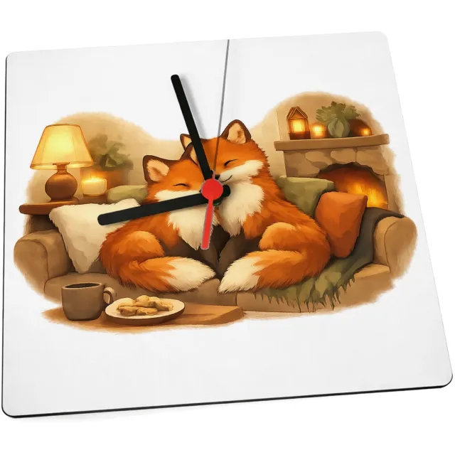 Mr Cadeautjes Klok 19 x 19 - design Een gezellige ochtendscène met twee dikke honden op een keuk | cadeau Wit