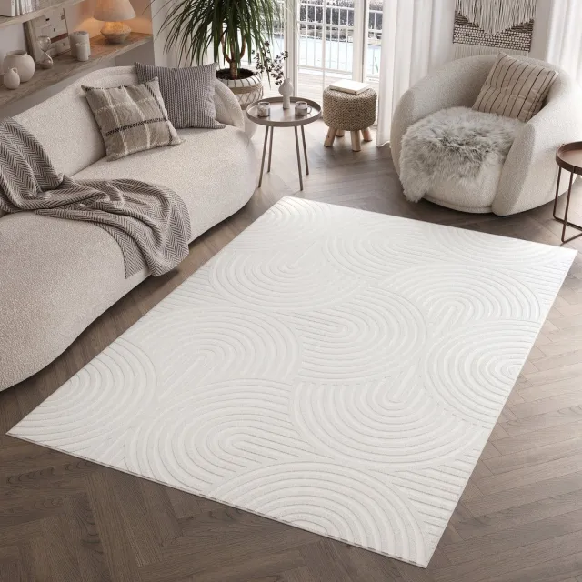 Tapiso Hygge Vloerkleed Gebroken Wit Geometrisch Laagpolig Tapijt Gebroken Wit 1