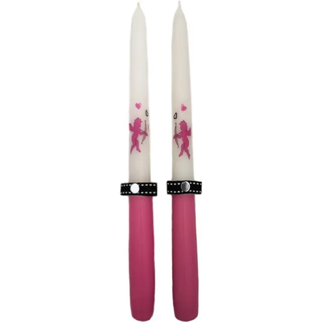 Van Licht Liefdes Cadeau Love Cadeau Kaarsen Liefde Pijlen set van 2 stuks Wit/roos