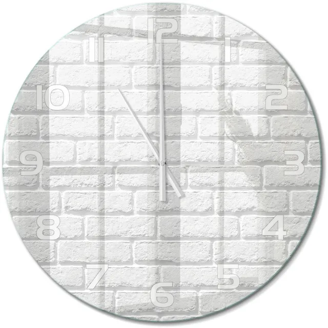 TULUP Wandklok - Bakstenen muur Glazen Klok Met Print - fi60 cm - Wit Wandklok Glas Met Motief - Witte handen - Ronde Klok - Wandklok Glas Decoratie - Gekleurde Glazen Klok