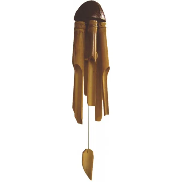 Zus & Zo Bamboe windgong - Kokosnoot - Naturel - 35cm - Windchime hout effen
