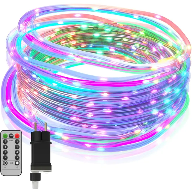 NAIZY Lichtsnoer Buiten 20 Meter - Kleurrijk 200 LEDs - Steekbaar met 8 Lichtmodi en Geheugenfunctie - Kerstverlichting voor Tuin Kerstboom Bruiloft Feest - NAIZY