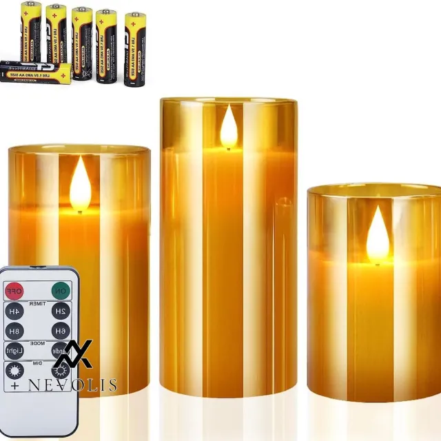 Nevolis Battery Operated LED Candles Set 3 Pieces Imitation Candles with Remote Control Lighting Home Decoration Christmas Gifts . multi-color