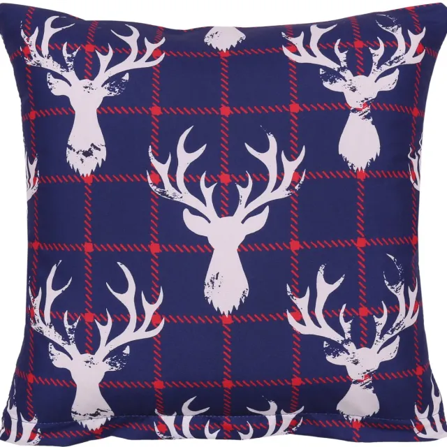 Carbotex Marineblauwe kussensloop Kerst 40x40 cm