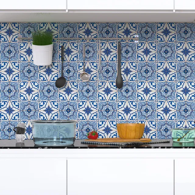 Ambiance Sticker Zelfklevende tegelmuurstickers voor keuken en badkamer - 60 FACUNDO AZULEJOS tegelstickers - 60 stickers 10x10cm Multi color
