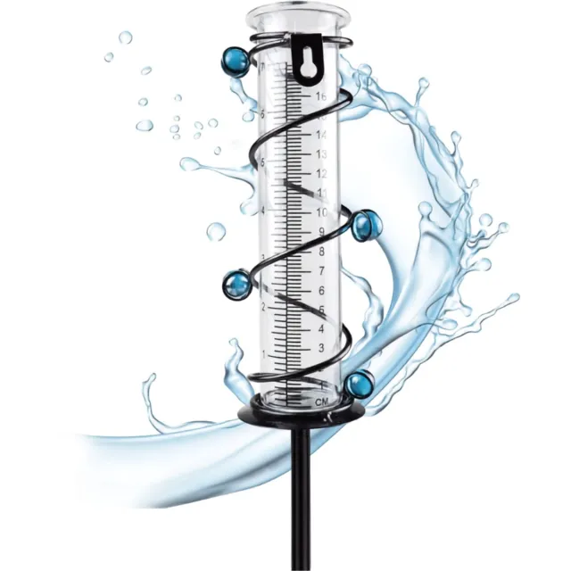 SNJY® Regenmeter - Pluviometer - Regenmeters - 46 cm - Zwart/Doorzichtig