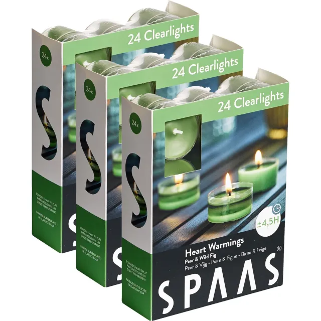 SPAAS Geurende Clearlights Theelichten Kaarsen - Heart Warmings - circa 4,5u - 72 stuks Lentegroen