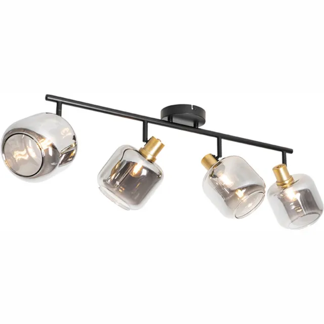 QAZQA zuzanna - Moderne Plafondspot | Spotje | Opbouwspot - 4 lichts - L 102 cm - Zwart Goud - Woonkamer | Slaapkamer | Keuken