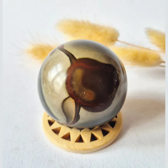 Moonlight Gemstones Ocean Jasper Polychroom Edelsteen Bol 50mm – Rood Oranje Uniek Patroon Meerkleurig