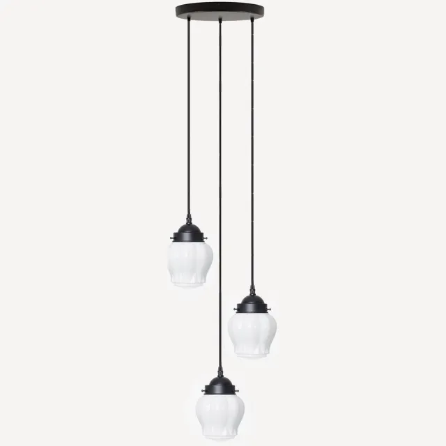 Coloured by Art 3 lichts hanglamp Eden - Art Deco Trade Zwart