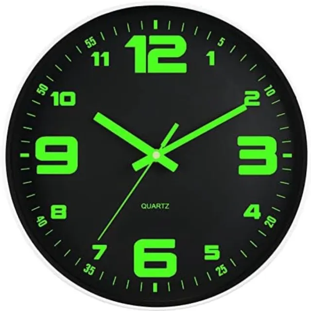 San Marque PromoHome Moderne Wandklok met Nachtverlichting - Stille Klok zonder Tikkend Geluid - 30 cm Grote Wandhorloge met Kristalverlichting voor Keuken, Slaapkamer, Woonkamer en Kantoor Zwart 40 cm