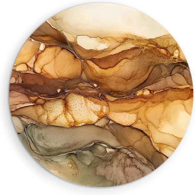Saammp Muurcirkel Hout - Brons marmer - Abstract - Ø 30 - Wandcirkel - Wanddecoratie Cirkel - Muurdecoratie Woonkamer - Slaapkamer decoratie - Rond Schilderij