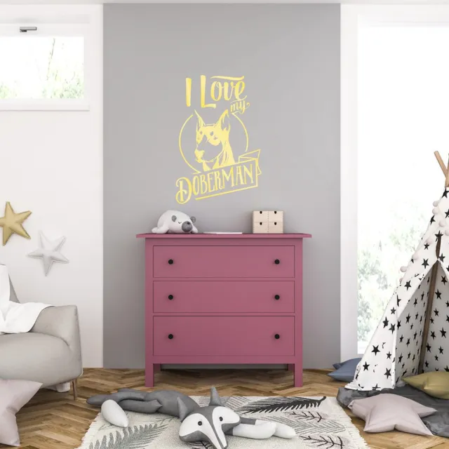 MC Living Muursticker - I Love My Doberman - 46,4 x 69,6 - Goud