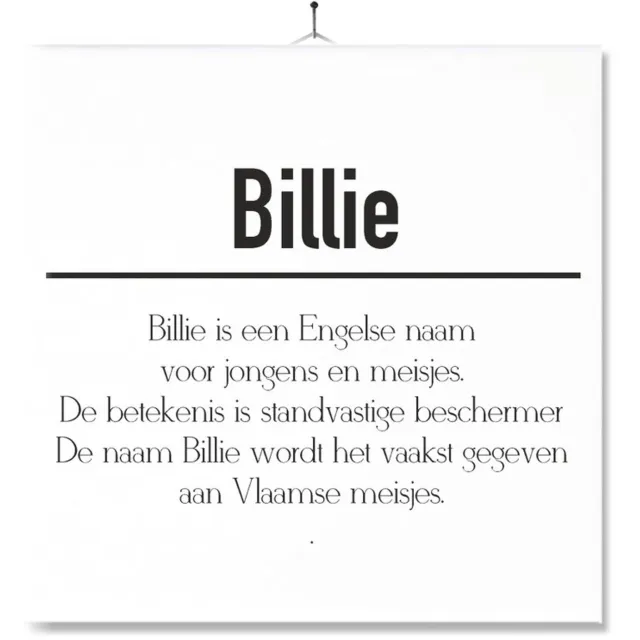 MC Living Tegel Met Opdruk | Betekenis | Kado | Cadeau | Met Naam - Billie Multi-Color