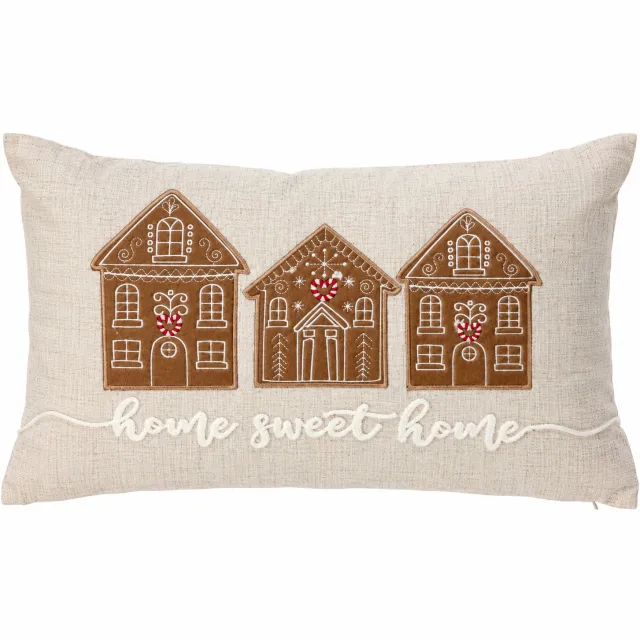 O'Malley Kussen gingerhouse home sweet home 30 x 50 cm - kerst Beige