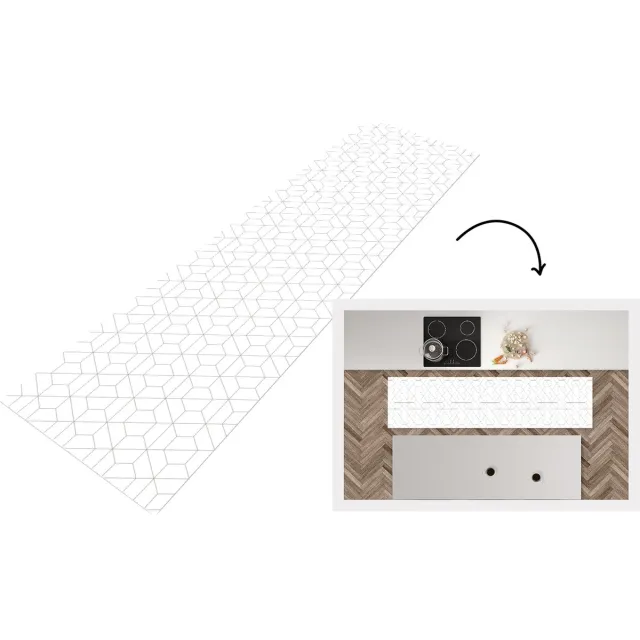 KitchenYeah Keukenloper - Loper keuken - Geometrie - Lijn - Patroon - Keukenloper vinyl multicolor