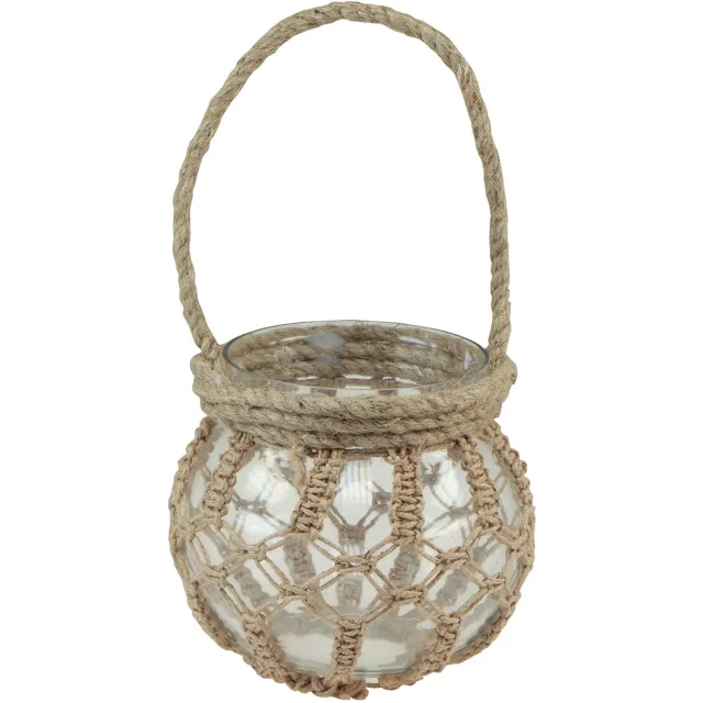 posiwio Macrame glas decoratieve hangdecoratie glazen pot helder Ø16cm H29cm duidelijk