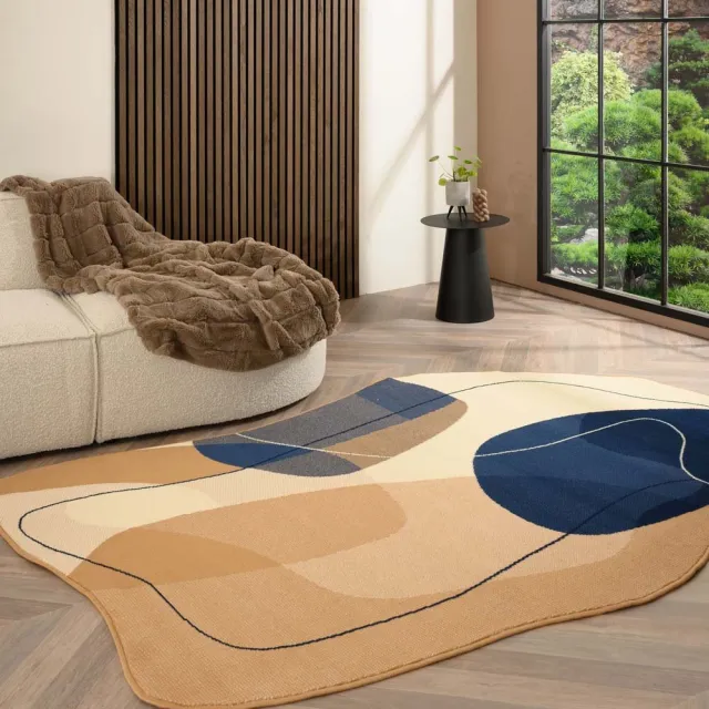 Tapeso Organisch vloerkleed - Ease Stone blauw 200x300