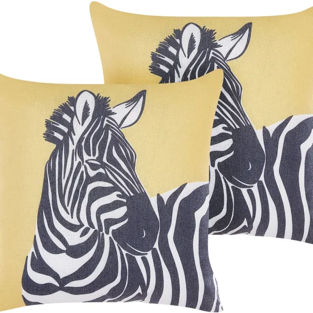 Beliani MANKETTI - Sierkussen set van 2 - Geel - 45 x 45 cm - Polyester