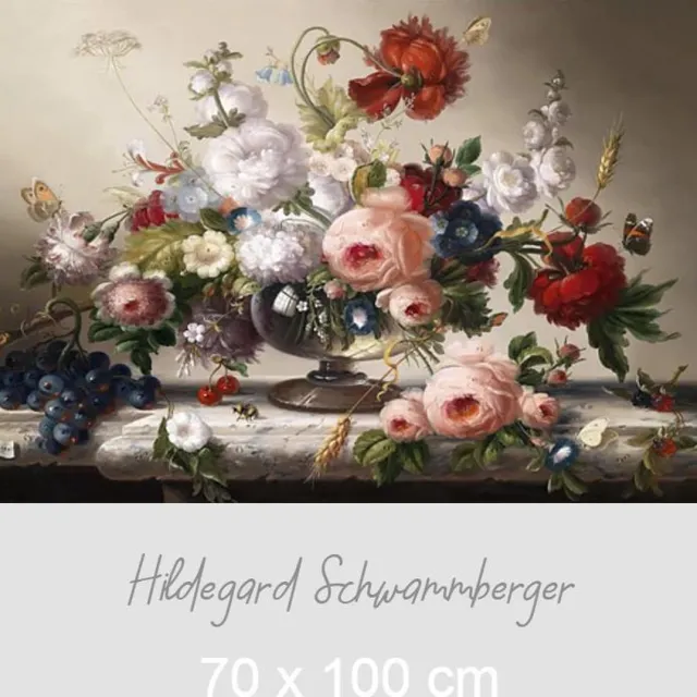 Allernieuwste Canvas Schilderij Hildegard Schwammberger Bloemen Stilleven - Realisme - Poster- 70 x 100 cm - Kleur Multicolor