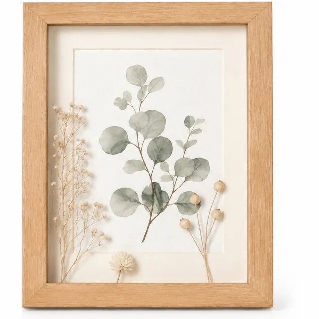SWGOTA MDF-fotolijst 5 x 7 inch (12,7 x 17,8 cm) - naturel houtkleur - 2 cm holle ruimte - met glas en afbeelding