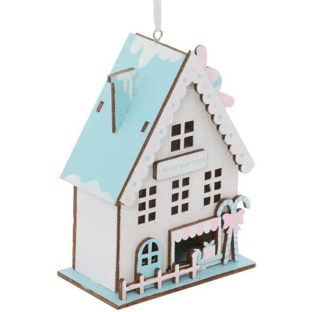 Feeric lights & Christmas Zelfgemaakte dennenboomhanger van hout in pastelkleuren, 10 cm Modèle A