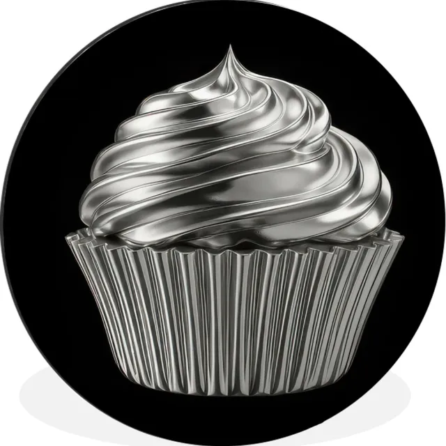 WallCircle Wandcirkel - Muurcirkel - Cupcake - Luxueus - Zilver - Aluminium - Dibond - 30x30 cm - Binnen en Buiten