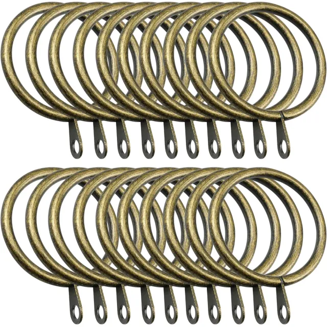 Famanu Set van 20 stevige metalen gordijnringen in zilver, binnendiameter 38 mm, ideaal voor gebruik met raamstangen, douchegordijnen en Franse gordijnen, voor het ophangen van gordijnen