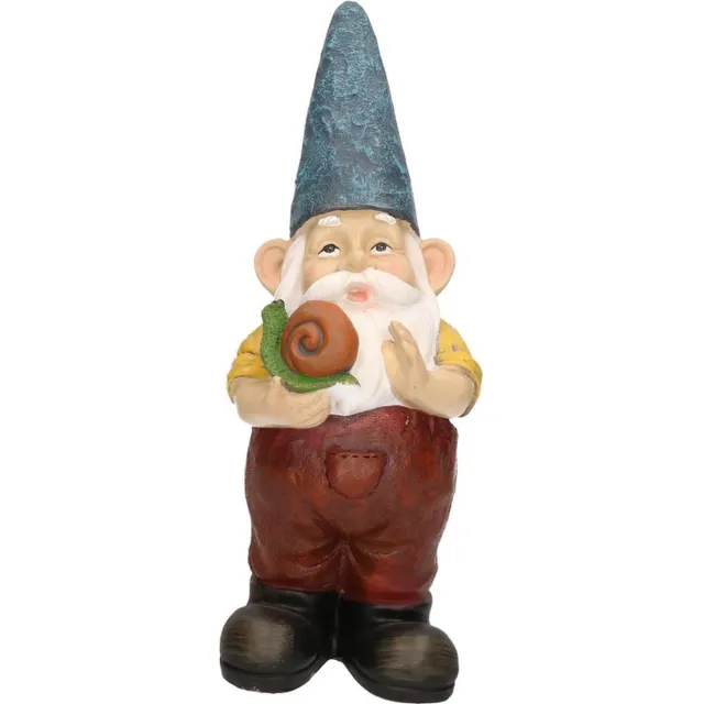 Decoris Tuinkabouter Simon - met slak - 29 cm - Tuindecoratie/tuinversiering kabouters beelden Rood
