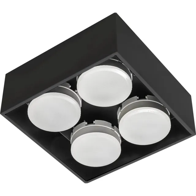 LED's light by Shada Cube Plafonniere met 4 lichtpunten - Draaibaar licht - Staal - 20 x 20 cm - GX53 - Zwart - Plafonnieres - Plafoniere slaapkamer - Plafondlamp - Plafondlampen - Badkamerlamp - Plafond lamp
