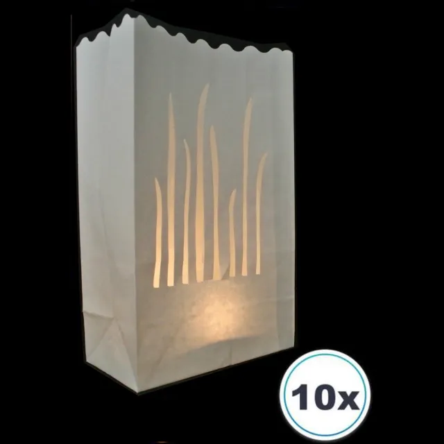 Volanterna 10 x Candle bag Gras, windlicht, papieren kaars houder, lichtzak, candlebag, lampion, candlebags, sfeerlicht, bedrukt, logo, foto wit