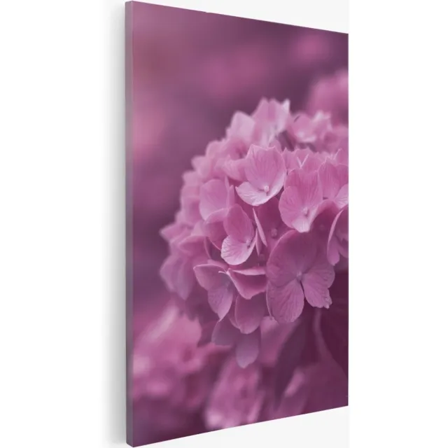 Saammp Canvas Schilderij - Roze bloemenveld - Natuur - Bloemen - 75x100 - Foto op canvas - Wanddecoratie - Muurdecoratie Woonkamer - Kantoor Decoratie Multicolor