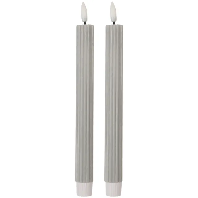 Clayre & Eef LED Dinerkaarsen set van 2 Ø 2x25 cm Grijs Wax
