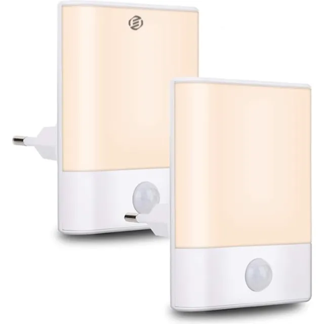 Equivera Stekkerlamp met Bewegingssensor - Stekkerlamp met Bewegingssensor - Stopcontact Lamp - Stopcontact Lamp met Bewegingsmelder - Binnen Lamp - Woonkamer Lamp - Stekker Nachtlamp - Nachtlampje met Bewegingssensor - Lichtsensor Lamp warmwit