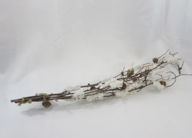 ZoeZo Design 6 stuks - Sneeuwtak - 100% natuurproduct - kerst - kerstversiering - kerstdecoratie - lengte 75 cm - hout - sneeuw Multi