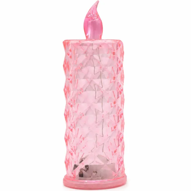 SWGOTA led kaarsen: roze elektronische kaarslamp, 5,3 x 15,5 cm, klein formaat zonder bodem, vlamvormige top, in kleurendoos