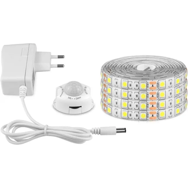 GelldG LED-lichtstrip - met bewegingsmelder - Oplaadbare LED-lichtstrip - Geschikt voor kledingkasten, slaapkamers, keukens, gangen en kelders - Warm wit - 5 m