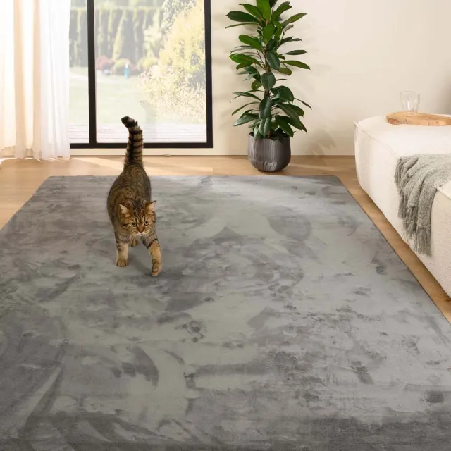Tapeso Zacht vloerkleed - Plush grijs 60x110