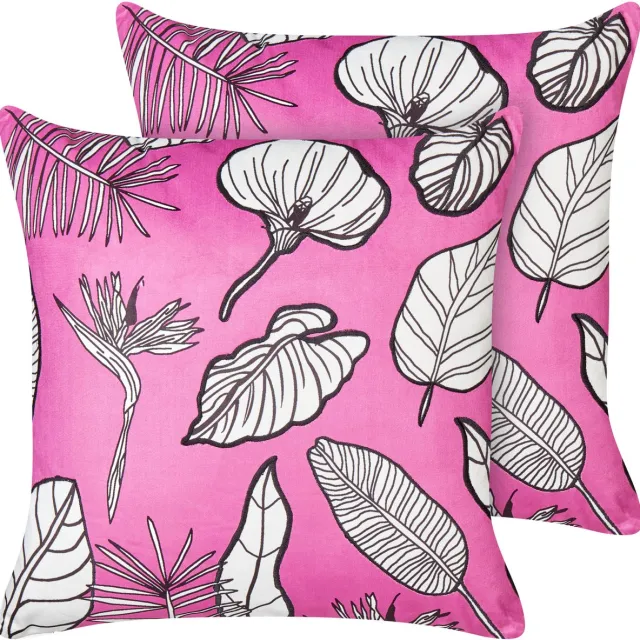 Beliani MALVA - Sierkussen set van 2 - Roze - 45 x 45 cm - Katoen