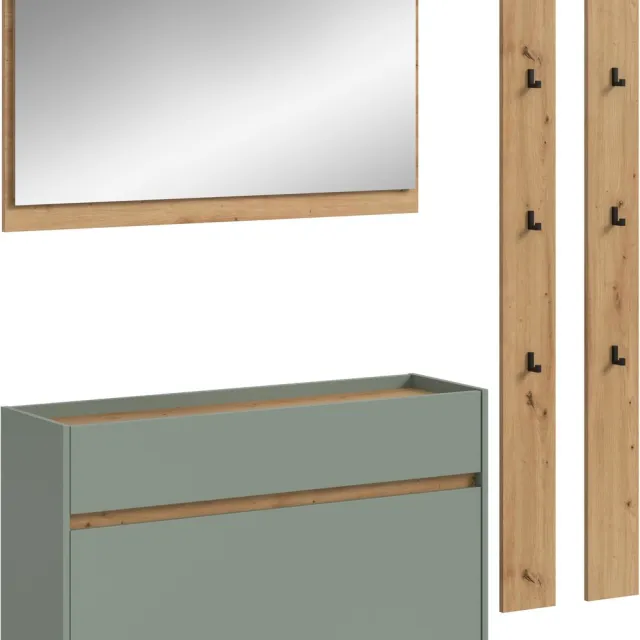 Furnilux 4-delige garderobecombinatie met schoenenkast en spiegel - Orde en stijl - 192x172x32cm Bruin
